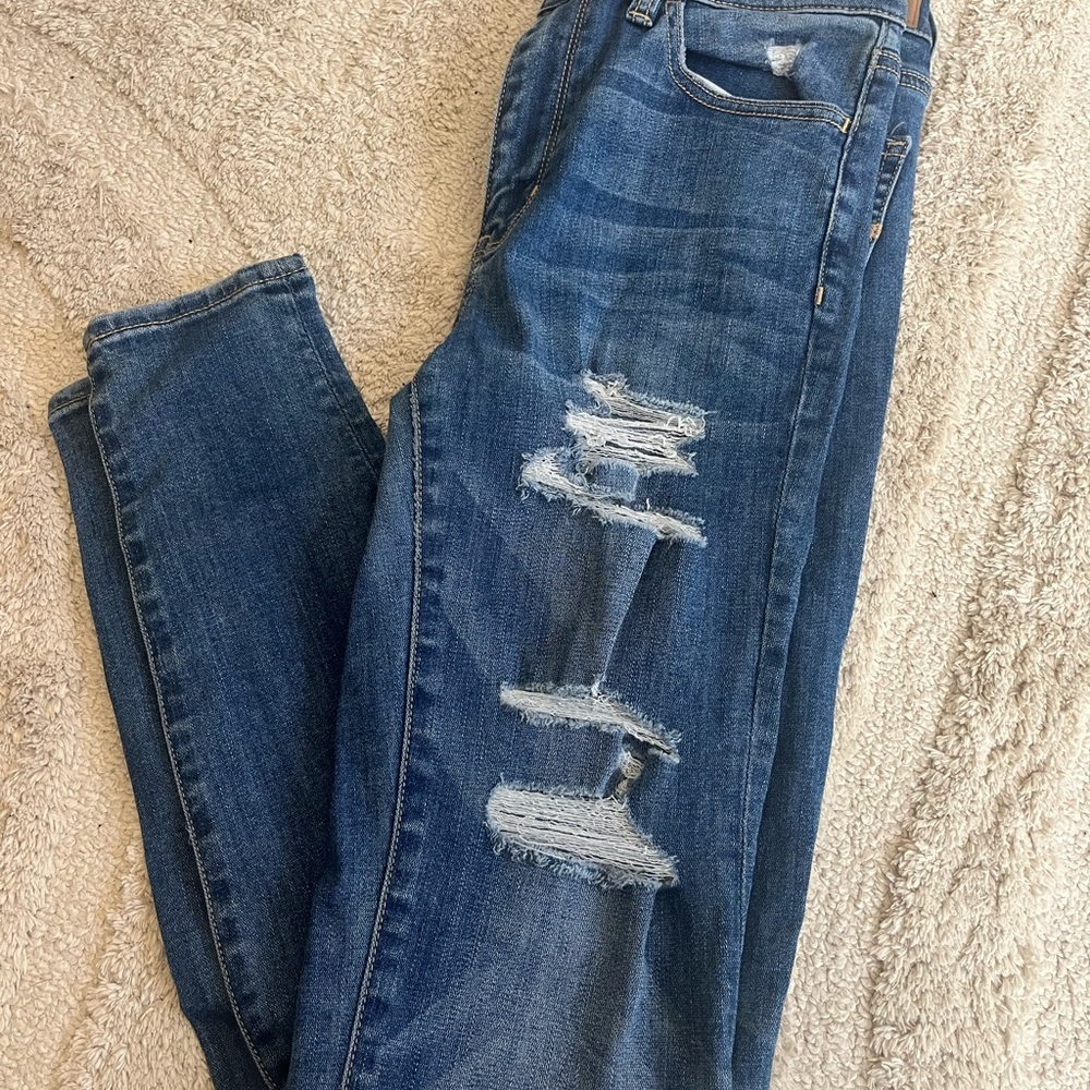 Distressed Blue Jeans